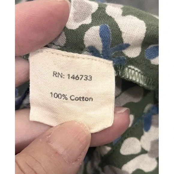 Mirth Shirt Vienna Peasant Floral Print Cotton SZ Small Sweet Pea Green Boho - Picture 7 of 9